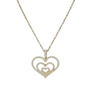 Nolan Miller Glamour Collection Gold Tone Triple Heart Crystal Necklace
